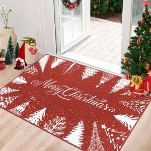 Christmas Living Room Rug, Washable Low Pile Non Slip Area Rug, Soft Tree Decorative Carpet for Bedroom, Dining, Holiday Home Decor - 1 of 4