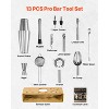 VEVOR Cocktail Shaker Set, 13-Piece Stainless Steel Bar Tools with Bamboo Stand, Boston Bartender Kit Accessories | Mixer Spoon, Muddler, Silver&Brown - 3 of 4