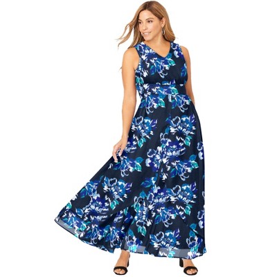 Jessica London Women's Plus Size Georgette Flyaway Maxi Dress
