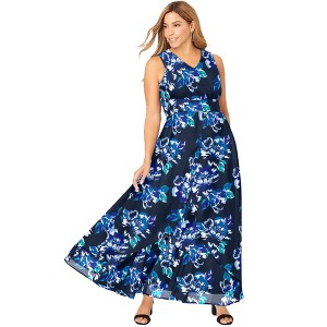Jessica London Women's Plus Size Georgette Flyaway Maxi Dress - 1 of 4