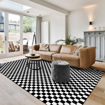 Gertmenian Crystal Print Checker Modern Two-Tone Polyester Flat Pile Washable Indoor Area Rug