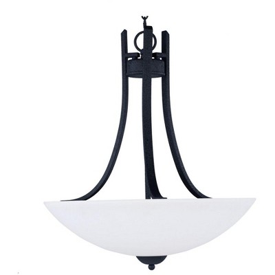 Maxim Taylor 3-Light Textured Black Pendant with Opal Glass Shade