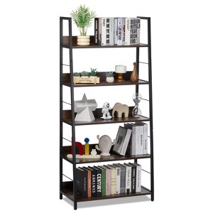 VEVOR Metal Bookshelf, 5-Tier Industrial Bookcase, Tall Wide Rustic Vintage Storage Bookshelf with Open Shelves, Freestanding Display Shelving Brown - 1 of 4