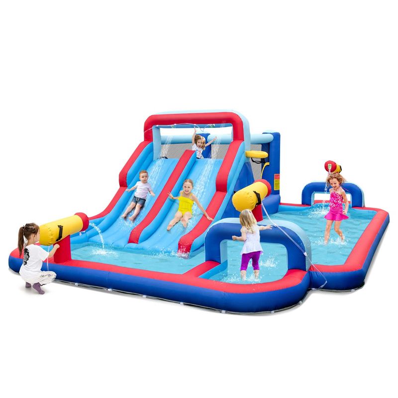 Costway Inflatable Water Slide Park Kids Bounce House Splash Pool without Blower, 1 of 10