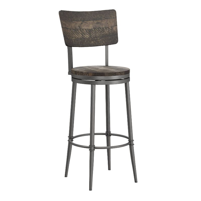 Jennings Wood and Metal Swivel Barstool Rubbed Pewter/Gray - Hillsdale Furniture, 1 of 14