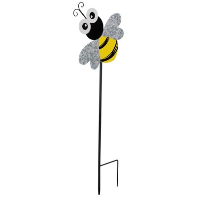 Charming 23" Black and Yellow Metal Bee Garden Stake