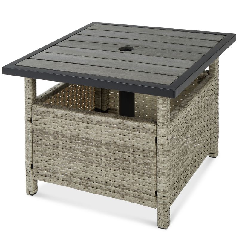 Best Choice Products Wicker Rattan Patio Side Table Outdoor Furniture for Garden, Pool, Deck w/ Umbrella Hole, 1 of 9
