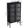 Display Cabinet with Glass Doors, Curio Cabinet with 3-Tier Adjustable Shelves Storage Cabinet for Home, Living Room and Office Black - 2 of 4