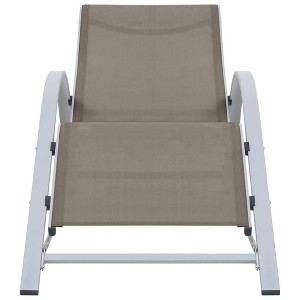 vidaXL Patio Lounge Chair Porch Poolside Sunbed Backyard Sunlounger Textilene - Taupe - 1 of 4