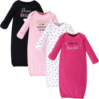 Hudson Baby Girl Cotton Gowns, Sparkle, Preemie/Newborn
