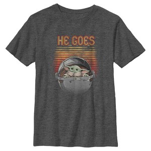 Boy's Husky Star Wars: The Mandalorian Father's Day Grogu Retro He Goes - 1 of 3