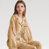 Anna-Kaci Lounge Women's Ruffle Collar Floral Print Woven Pajama Set with Long Sleeve Button Top and Relaxed Pants - 3 of 4