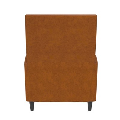Camel Faux Leather and Velvet Pushback Recliner Accent Chair