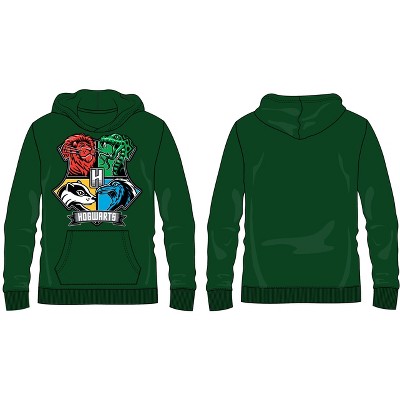 Harry Potter Four Hogwarts House Crests Youth Green Graphic Hoodie : Target