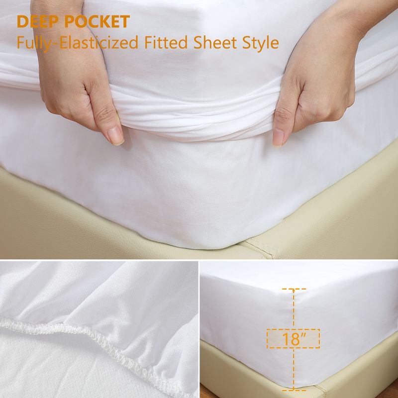 PiccoCasa Polyester and TPU Comfortable Breathable Waterproof Mattress Protector Covers 1 Pc, 3 of 5