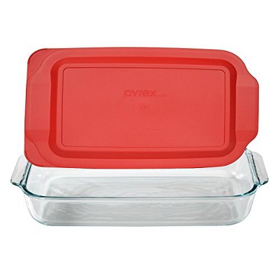 Pyrex Basics 3-qt Oblong with Red Cover , 2PK-3QT