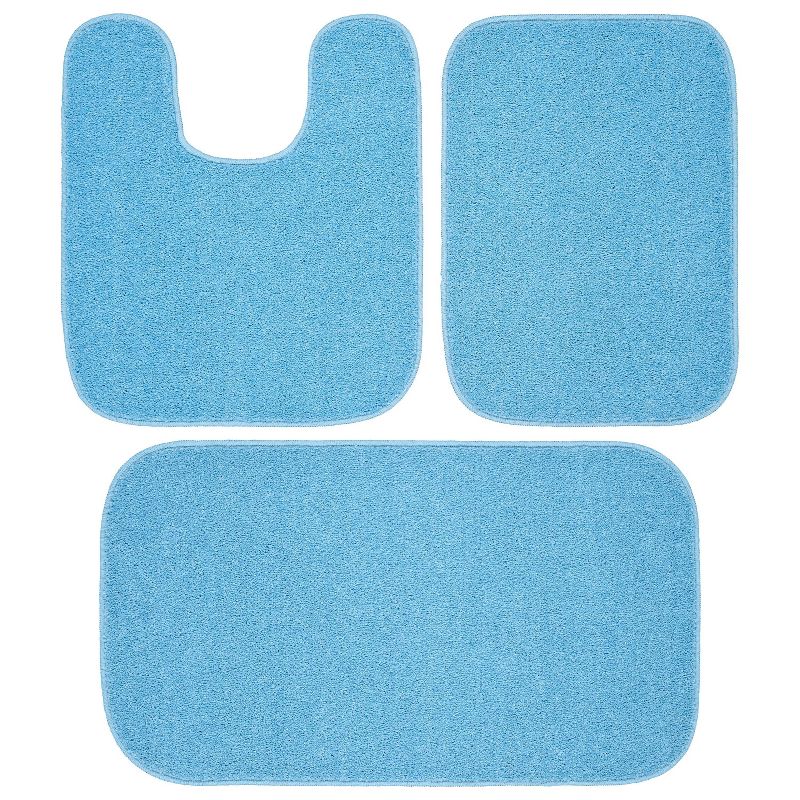 Garland Rug Gramercy 3Pc Washable Bathroom Rug Set (No Lid) Basin Blue, 1 of 8