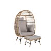 2-Piece Oversized Outdoor Rattan Wicker Egg Chair with Ottoman - 3 of 4