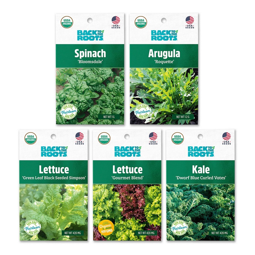 Photos - Garden & Outdoor Decoration Back to the Roots Organic 5pk Leafy Greens Seeds Variety