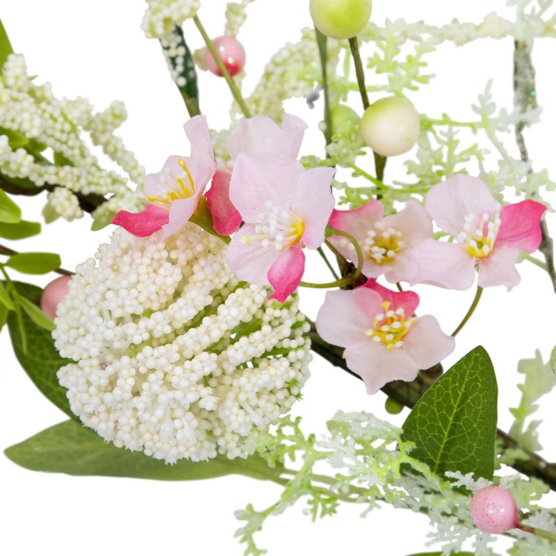 Northlight Hydrangea and Berry Floral Spring Garland - 5' - Pink and White, 4 of 7