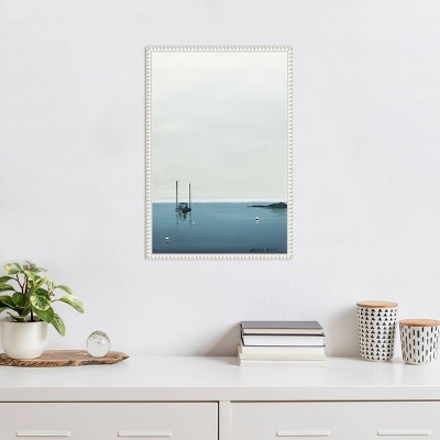 16"x23" Calm Waters White Floater Frame Canvas Wall Art