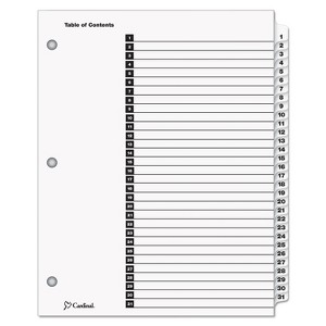 Cardinal Traditional OneStep Index System 31-Tab 1-31 Letter White 31/Set 60113 - 1 of 2