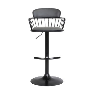 HomeRoots Gray and Black Faux Leather with Metal Swivel Low Back Adjustable Height Bar Chair - 1 of 4