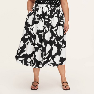 Women's Classic Rose Volume Midi Skirt - kate spade new york x Target Black/Cream