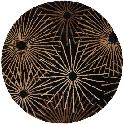 Mark & Day Fox Creek 6' Round Tufted Indoor Area Rugs Black: Geometric Wool, Stain-Resistant, Handmade, Modern Decor