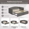 Twin to King Size Daybed with Extended Pop Up Trundle, Upholstered Sofa Bed Daybed, Space-Saving, Pink/Gray/Beige-ModernLuxe - 3 of 4