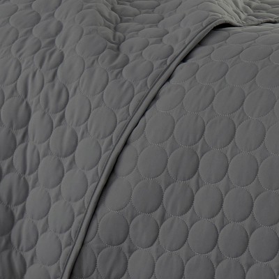 Slate Gray Full/Queen Microfiber 3-Piece Quilt Set