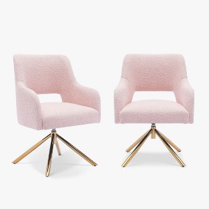WestinTrends Genevieve Mid-Century Modern Upholstered Boucle Swivel Accent Chair (Set of 2) - 1 of 4