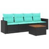 vidaXL 5 Piece Patio Sofa Set with Cushions Black Poly Rattan - 2 of 4