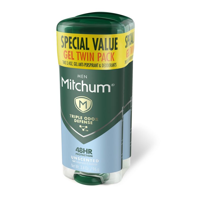 Mitchum Men&#39;s Antiperspirant &#38; Deodorant Triple Odor Defense Gel Stick, 48 Hr Protection, Unscented - Unscented - 3.4oz/2pk, 3 of 12
