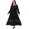 Agnes Orinda Women's Plus Size Lace Formal Sheer Mesh Crew Neck Long Sleeve Wedding Party Cocktail Elegant Maxi Dresses - 3 of 4