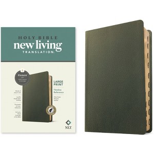 NLT Large Print Thinline Reference Bible, Filament Enabled (Genuine Leather, Olive Green, Indexed, Red Letter) - (Leather Bound) - 1 of 1