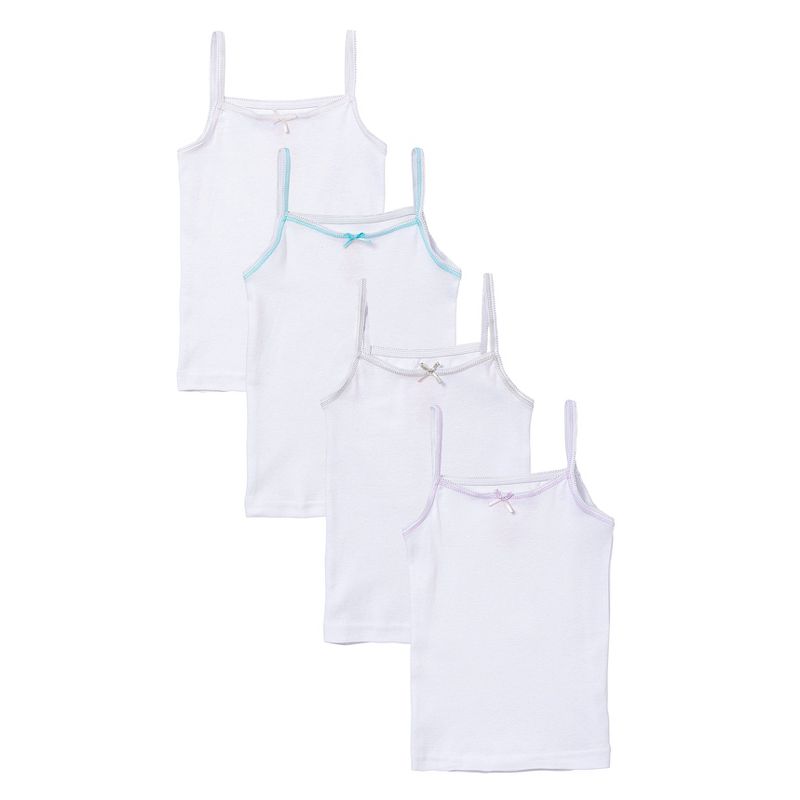 Sportoli Girls Ultra Soft 100% Cotton Tagless Cami Undershirts 4-Pack, 1 of 7