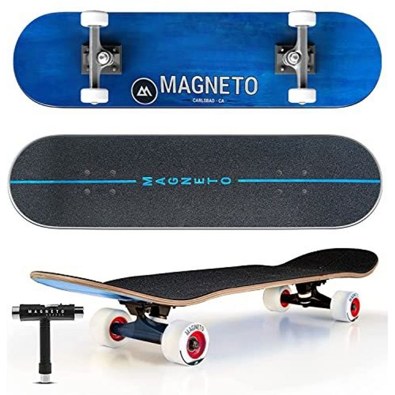 Magneto SUV Skateboards | Fully Assembled 31" x 8.5" Standard Size | 7 Layer Canadian Maple Deck with Free Skate Tool (SUV Blue), 1 of 7
