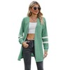 Coolmee Women's Long Sleeve Open Front Cardigans Striped Color Block Lightweight Knit Outwear Coat - 3 of 4