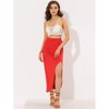 Allegra K Women's Split Ruched High Waist Summer Beach Maxi Skirts - 2 of 4