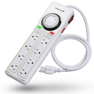 Fosmon [ETL Listed] 8-Outlet Surge Protector Outlet Timer, 24-Hours Mechanical Timer Electrical Outlet Power Strip with Extension Cord 125V 15A 600J - 1 of 4