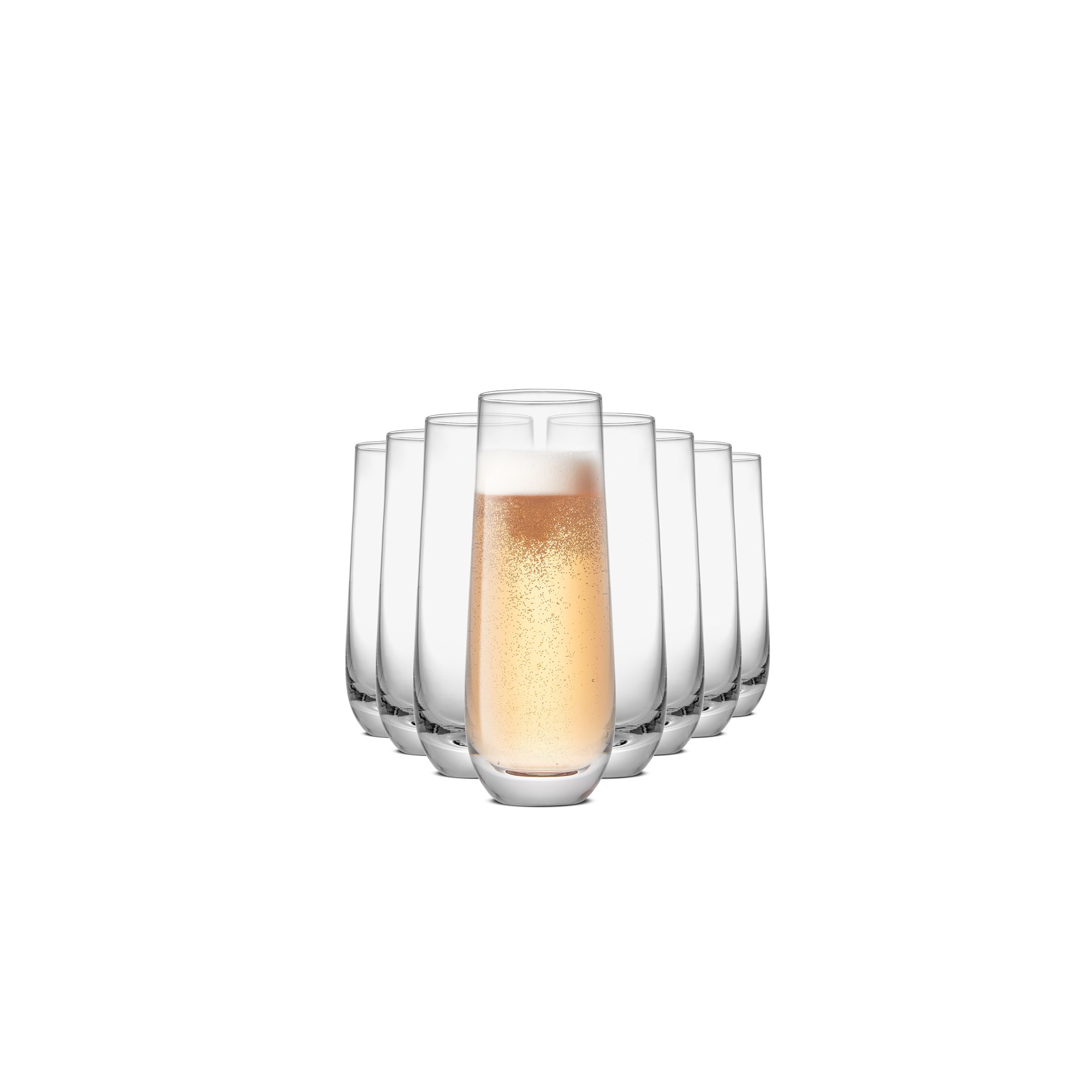 JoyJolt Milo Stemless Champagne Flutes Crystal Glasses - Set of 8 Glasses - 9.5 oz