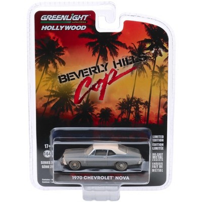 1970 Chevrolet Nova Blue Met. w/White Top (Unrestored) "Beverly Hills Cop" (1984) Movie 1/64 Diecast Car by Greenlight