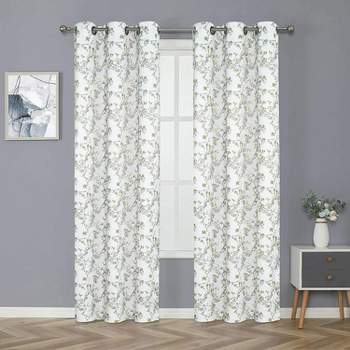 Kate Aurora 2 Pack Shabby Chic Grommet Top Floral Cherry Blossom Curtain Panels