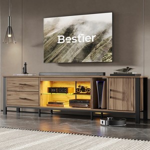 Bestier Modern LED TV Stand for TVs up to 90” with Tempered Glass Shelf, Drawers & Cabinet - 1 of 4