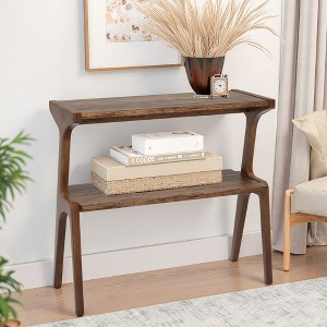 MAYEERTY Solid Wood End Table, 2-Tier Sofa Side Table with Storage Shelf - 1 of 4