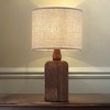 ALOADECOR 18''Farmhouse Traditional Natural Brown Solid Wood Base Table Lamp with Beige Fabric Shade for Bedroom Living Room - 3 of 4