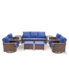 Buenhomino Patio Furniture Set, 4 x High Back Swivel Chairs with Cushions, 7 Pieces Outdoor Wicker Conversation Set for Lawn Deck Backyard - 2 of 4