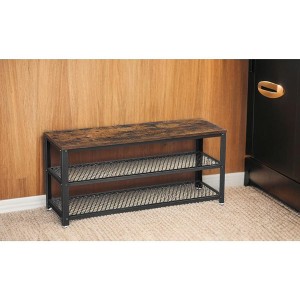 3-Tier Shoe Rack, Shelf Storage Bench with Metal Mesh Shelves and Seat, Free Standing Shoe Organizer for Entryway, 11.8 x 39.4 x 17.7 Inches - 1 of 4