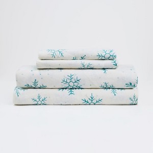 Lintex Linens Snowflake 100% Cotton 4-Piece Flannel Sheet Set – Ultra-Soft, Warm & Breathable, Machine Washable - 1 of 3